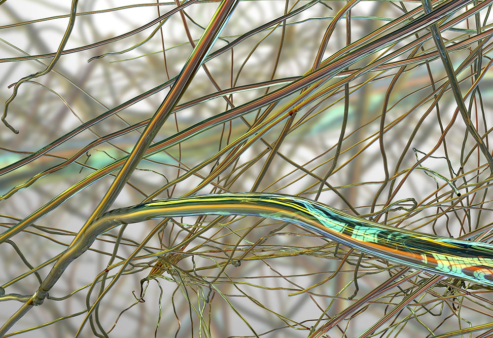 Microfiber under microscope